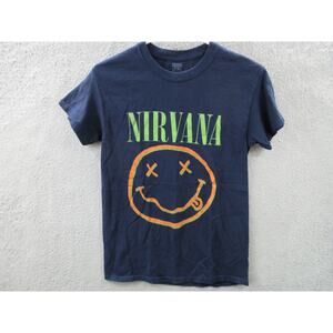 OFFICIAL Nirvana 2021 Smiley Face Band Promo T-shirt Men's Small - Green Letters